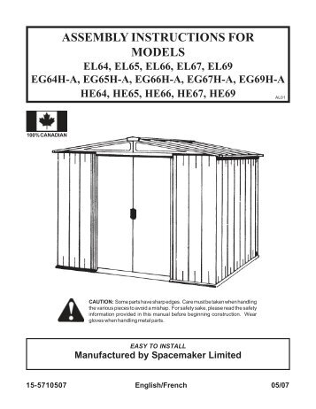 8x12 SpaceMaker Garden Shed Assembly Manual - Shed Town USA