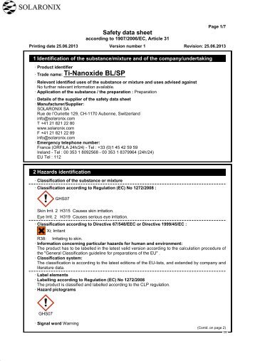 MSDS Ti-Nanoxide BL/SP - Solaronix