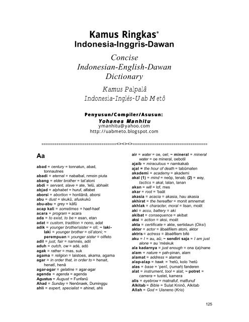 Kamus Ringkasaˆ Aˆ Forum Academia Ntt