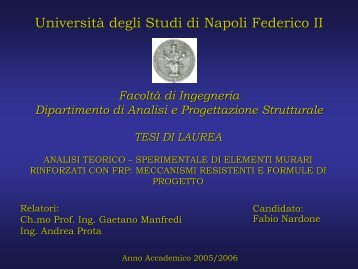 V - Dipartimento di Analisi e Progettazione Strutturale - UniversitÃ  ...