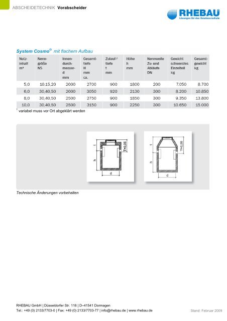 Technische Produktinformation - Rhebau GmbH