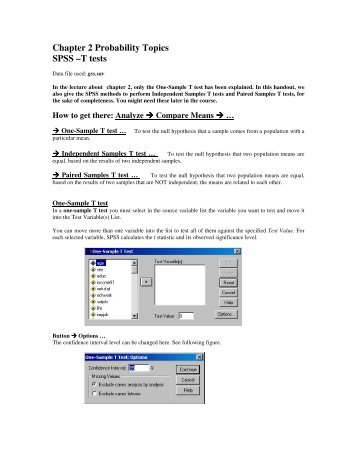 Chapter 2 Probability Topics SPSS âT tests