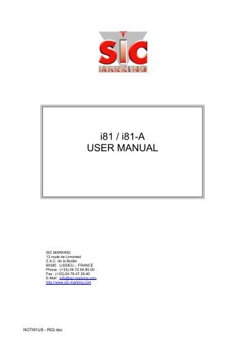 i81 / i81-A USER MANUAL - SIC-Venim s.r.o.