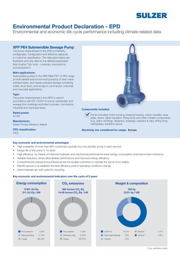 XFP PE4 Submersible Sewage Pump - Sulzer