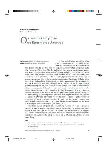 Os poemas em prosa de EugÃ©nio de Andrade - Departamento de ...
