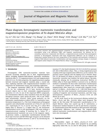 Phase diagram, ferromagnetic martensitic transformation and ...