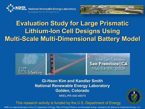 Evaluation Study for Large Prismatic Lithium-Ion Cell ... - NREL