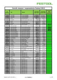 Cennik maszyn i wyposaÅ¼enia Festool 2012 - Luna Polska