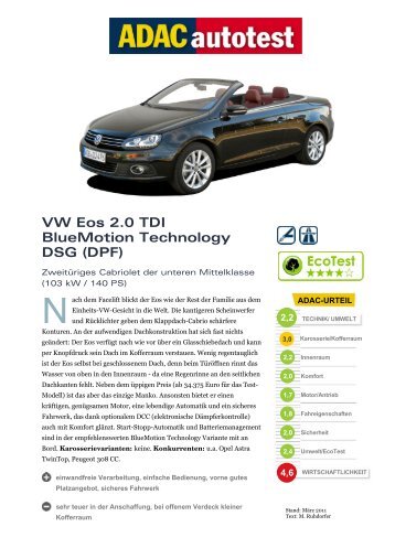 VW Eos 2.0 TDI BlueMotion Technology DSG (DPF) - Volkswagen AG