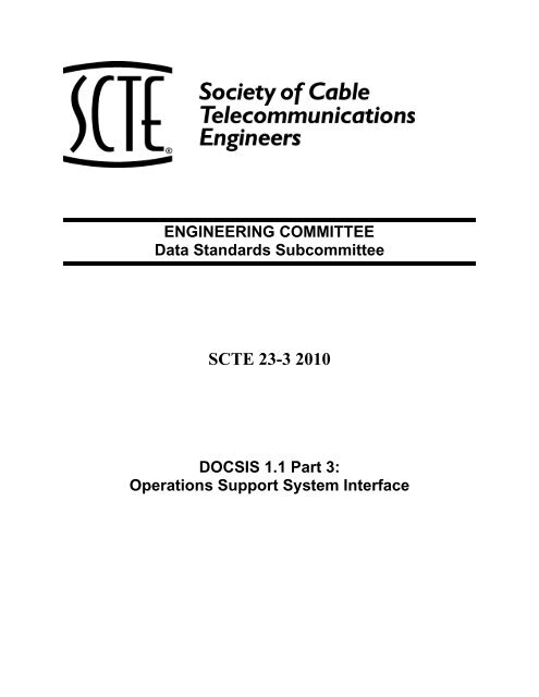Data-Over-Cable Service Interface Specifications - SCTE