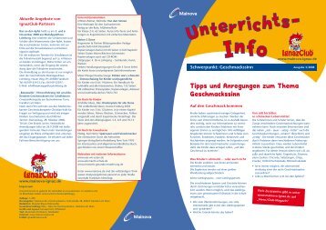 Tipps und Anregungen zum Thema Geschmackssinn - Mainova Ignaz