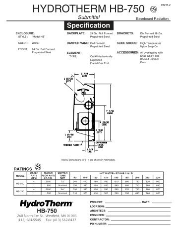 HYDROTHERM HB-750 - Agencespl.com