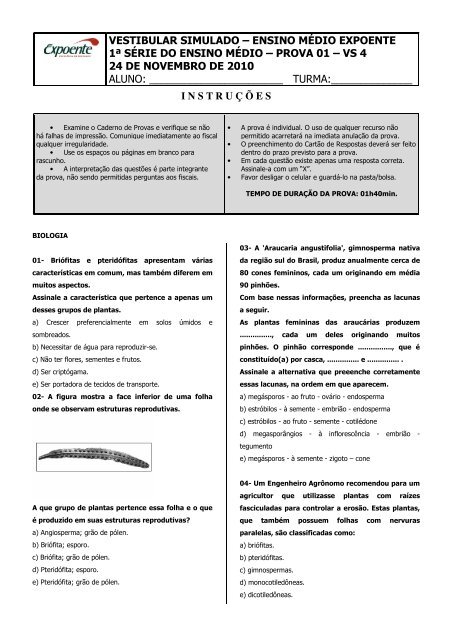 Prova - 1Âª sÃ©rie - Escola Interativa