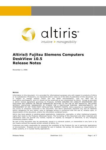 Altiris® Fujitsu Siemens Computers DeskView 10.5 ... - Symantec
