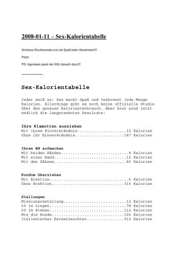 Sex-Kalorientabelle - gamperl.at