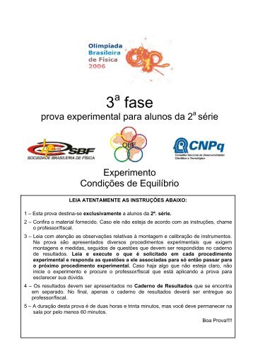 Prova Experimental - OlimpÃ­ada Brasileira de FÃ­sica - SP