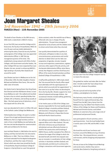 ANZCA Bulletin - March 2006 - Australian and New Zealand College ...