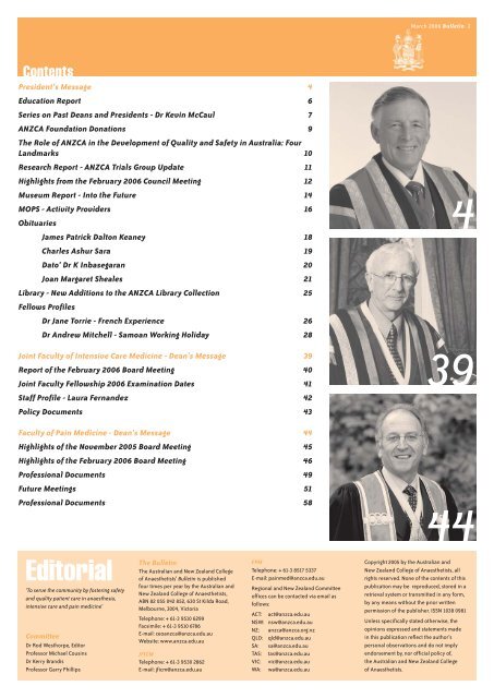 ANZCA Bulletin - March 2006 - Australian and New Zealand College ...