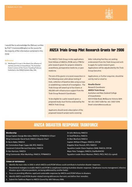 ANZCA Bulletin - March 2006 - Australian and New Zealand College ...