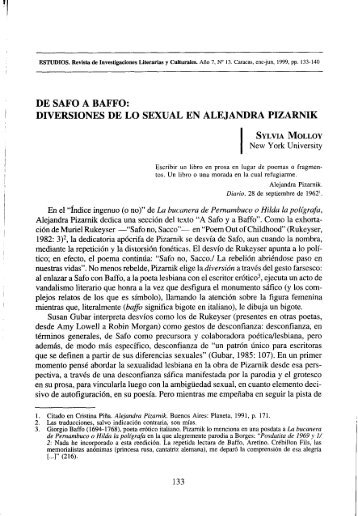 diversiones de lo sexual en alejandra pizarnik - Estudios â Revista ...