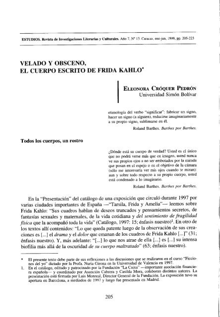 Velado y obsceno, el cuerpo escrito de Frida Kahlo - Estudios ...