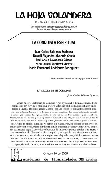 la conquista espiritual - La Hoja Volandera