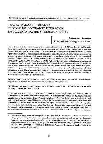 tropicalismo y transculturaciÃ³n en Gilberto Freyre y Fernando Ortiz