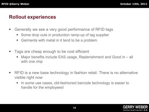 RFID @Gerry Weber - nordicrfidcenter.dk