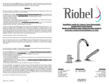 Installation guide for 3-piece 2 way thermostatic coaxial ... - Riobel