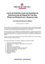 LISTE DE CONTRÔLE SUR LES CRITÈRES DE ... - Friend of the Sea