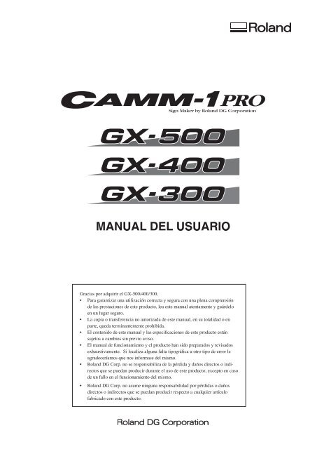 Roland GX-500 Manual Del Usuario - Support