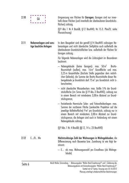 Zum Texteil Bebauungsplan "Weiler-Nord V" - Weiler-Simmerberg