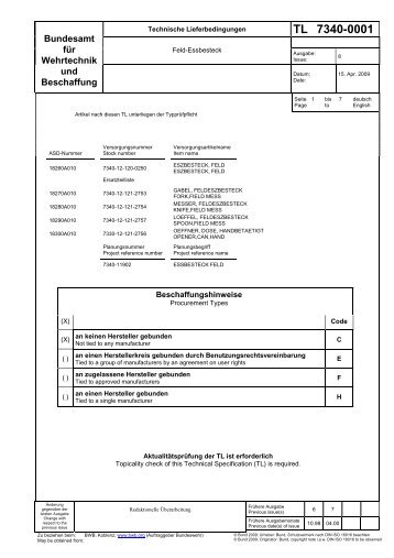 TL 7340-0001 - Bundesamt für Wehrtechnik und Beschaffung
