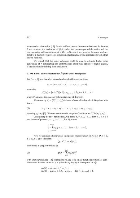 Pseudo-spectral derivative of quadratic quasi-interpolant splines