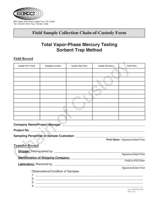 field-sample-collection-chain-of-custody-form-skc-inc