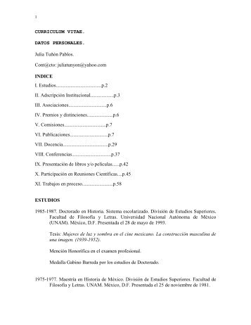 CURRICULUM VITAE. DATOS PERSONALES. Julia TuÃ±Ã³n Pablos ...