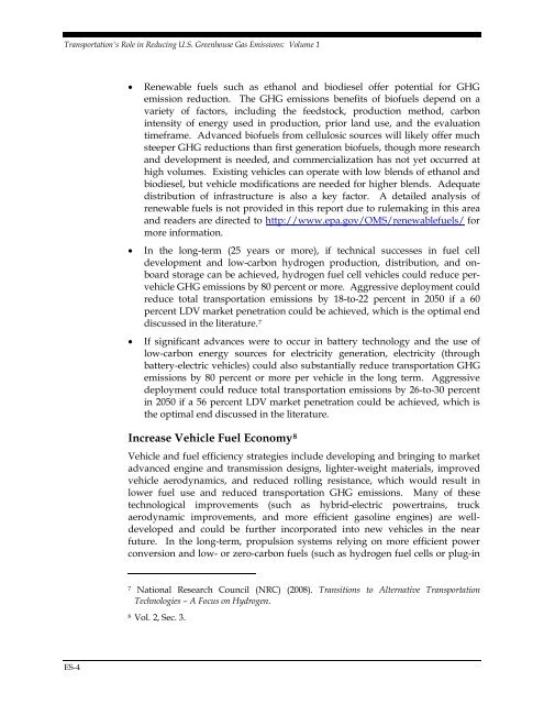 Transportation's Role in Reducing U.S. Greenhouse Gas Emissions ...