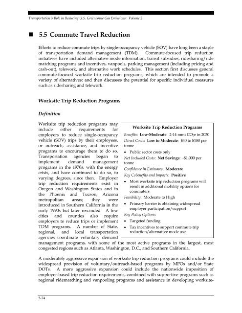 Transportation's Role in Reducing U.S. Greenhouse Gas Emissions ...