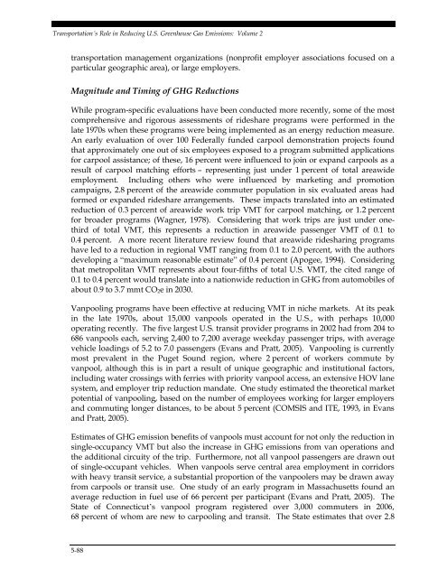 Transportation's Role in Reducing U.S. Greenhouse Gas Emissions ...