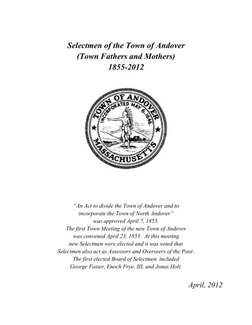 Andover Selectmen 1855 12 Town Of Andover Ma Andover Selectmen 1855 12 Town Of Andover Ma