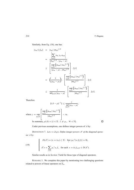 T. Diagana INTEGER POWERS OF SOME UNBOUNDED LINEAR ...