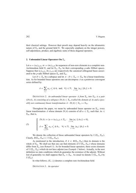 T. Diagana INTEGER POWERS OF SOME UNBOUNDED LINEAR ...