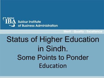 Status of Higher Education in Sindh-by Nisar Siddiqui
