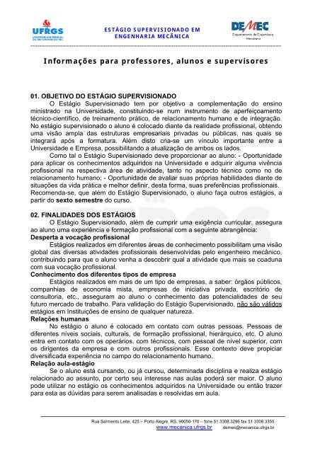 Carta De Apresentação Para Estagio De Engenharia Mecanica