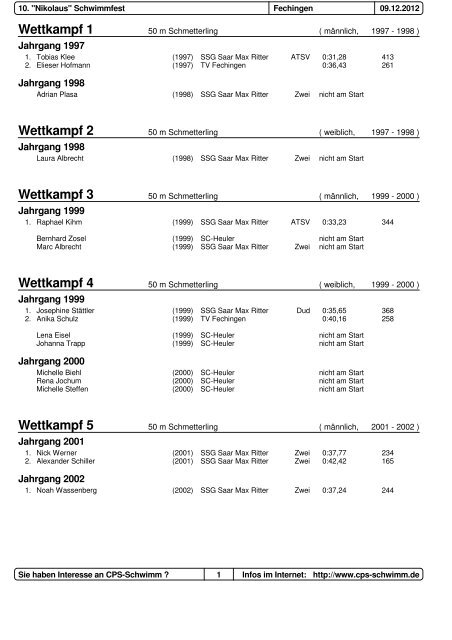 Protokoll Meldeergebnis - ATSV-Schwimmen.de