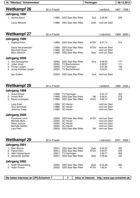 Protokoll Meldeergebnis - ATSV-Schwimmen.de