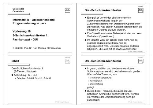 Drei-Schichten-Architektur - Vorlesungen - UniversitÃ¤t OsnabrÃ¼ck