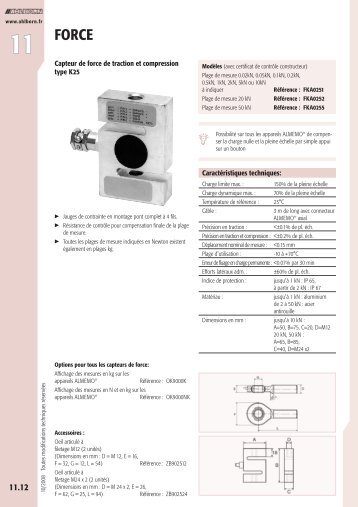 Capteur de force de traction et compression type K25 ... - Wimesure