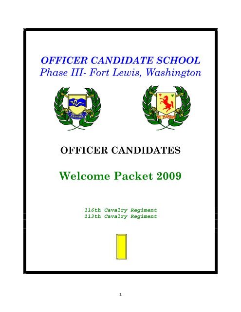OFFICER CANDIDATE SCHOOL Phase III - Washington Army ...
