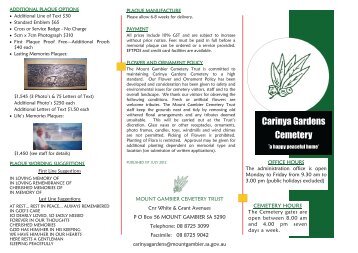 Carinya Burial Brochure - City of Mount Gambier - SA.Gov.au